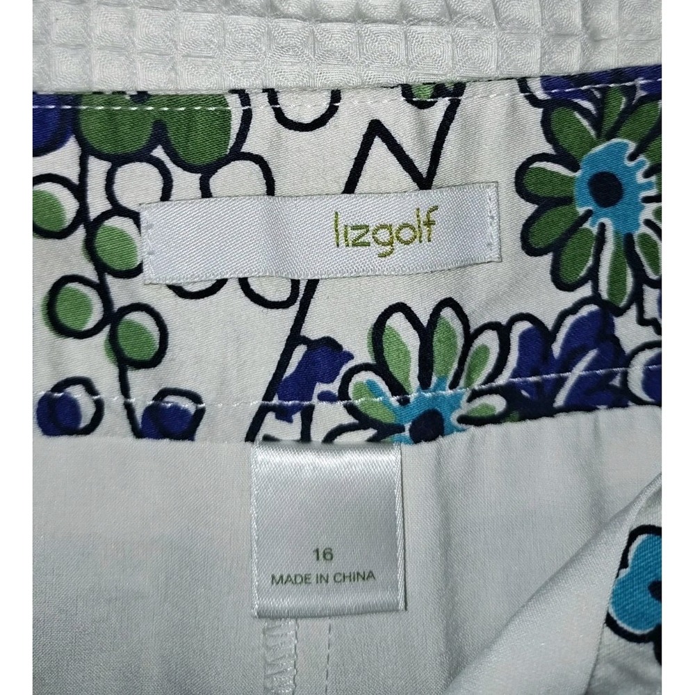 Liz Golf Skort Womens 16 White Blue Green Floral Golf Tennis Skirt Shorts - Picture 6 of 16